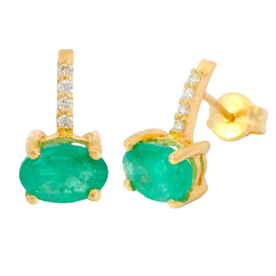 PENDIENTES ESMERALDA OVAL 6x4, 8 BRILLANTES 1MM H-SI 0.04 CT - RGB4154E
