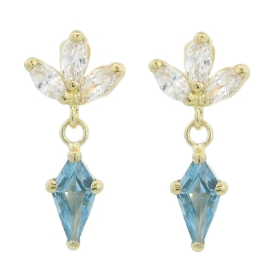 PENDIENTES FLOR COMETA PIEDRA COLOR AGUAMARINA DE 7x4MM.11MM. - RG5931A