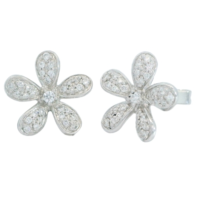 PENDIENTES FLOR DE BRILLANTES  BRILLANTES PRESION - RG1766