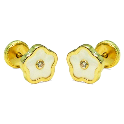 PENDIENTES FLOR DE NÁCAR 6&#039;5MM.ROSCA. - RG3382