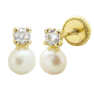 PENDIENTES GARRA 2.5MM Y PERLA DE 4MM. TORNILLO - RG6824