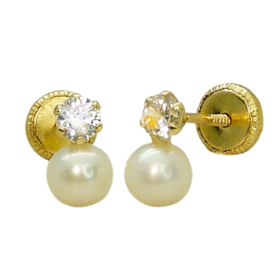 PENDIENTES GARRA 3MM Y PERLA DE 4MM .TORNILLO. - RG6822