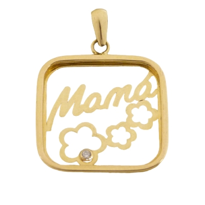 COLGANTE CUADRADO MAMÁ FLORES Y CIRCONITA.19MM - RG4467