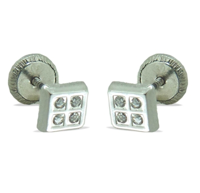 PENDIENTES ORO BLANCO CUADRADOS 4x4MM TORNILLO - RG4244B
