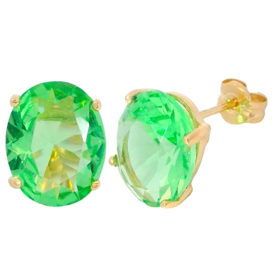 PENDIENTES OVAL 10x8MM COLOR PERIDOTO PRESION - RG5046P