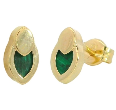 PENDIENTES OVAL CON MOTIVO 7x4MM GREEN STONE PRESION - RG5925