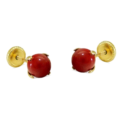 PENDIENTES PATILLA COLOR CORAL 3MM. TORNILLO - RG7853C