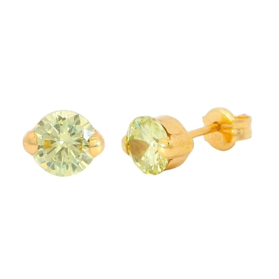 PENDIENTES PIEDRA COLOR  CITRINO REDONDA 5MM PRESION - RG5045CT