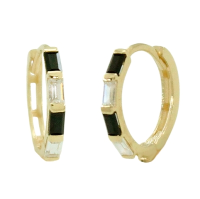 PENDIENTES CIRCONITAS BAGUETTES BLANCAS Y NEGRAS.12x1'5MM. - RG5779