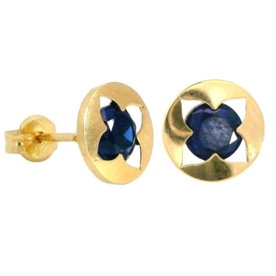 PENDIENTES REDONDOS 8MM PIEDRA NANO ZAFIRO - RG5915Z
