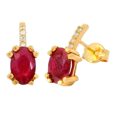 PENDIENTES RUBÍ OVAL  6x4 8 BRILLANTES 1MM H-SI 0.04 CT - RGB4159R