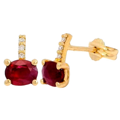 PENDIENTES RUBÍ OVAL 6x4 8 BRILLANTES 1MM H-SI 0.04 CT TW - RGB4154R