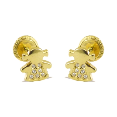 PENDIENTES SILUETA NIÑA MICRO ENGASTE.TORNILLO - RG3077
