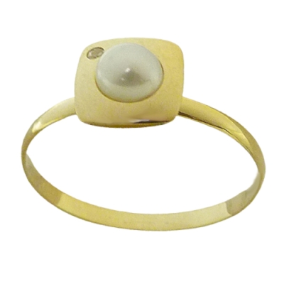 SORTIJA CUADRADA CON CIRCONITA Y PERLA. - RG5274/S