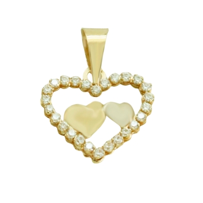 COLGANTE DOBLE CORAZÓN BICOLOR.12MM. - RG4964