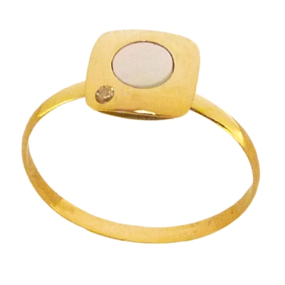 SORTIJA COMUNION CUADRADA CON NACAR Y CIRCONITA. - RG5271/S