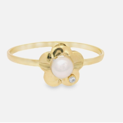 SORTIJA FLOR 6'5MM CON PERLA DE 3'5MM. - RG5814/S