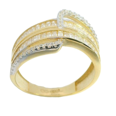 SORTIJA 2 BANDAS BAGUES Y 1 BANDAS CIRCONITA - RG5896