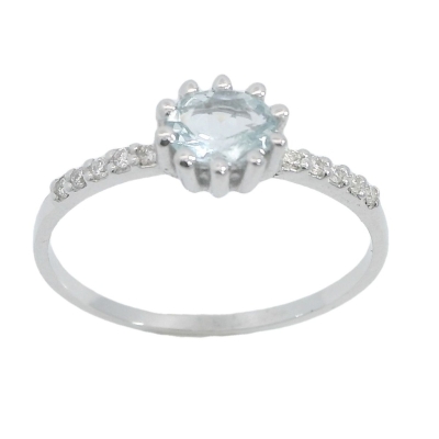 SORTIJA AGUAMARINA OVAL  5x4MM 10 BRILLANTES  1MM H-SI 0.07 CT - RGB4156/SA