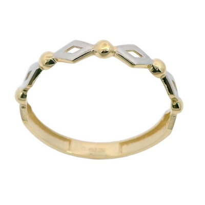 SORTIJA ROMBOS Y BOLAS BICOLOR. - RG5869