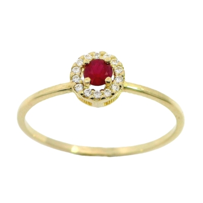 SORTIJA CUAJO 5MM.RUBI 3MM Y CIRCONITAS. - RG5959/SR