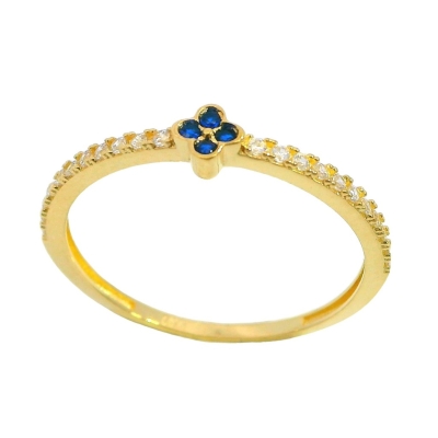 SORTIJA CUATREBOL AZUL CON CIRCONITAS - RG4189A