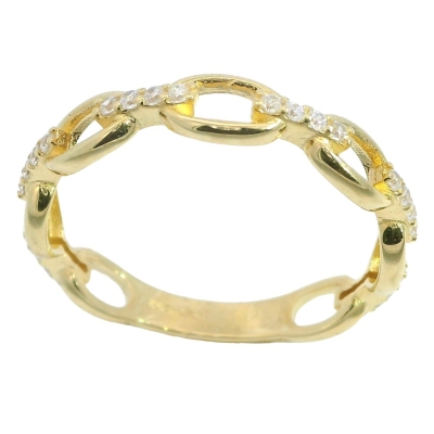 SORTIJA ESLABONES CON CIRCONITAS. - RG5168