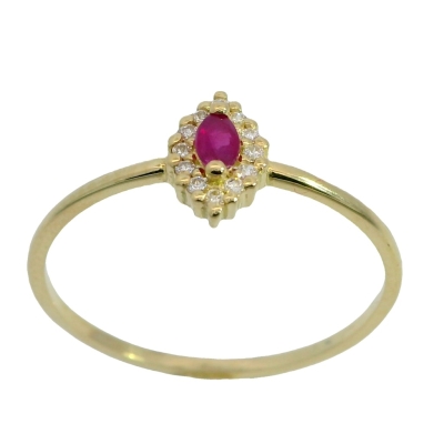 SORTIJA LANZADERA 8x5MM. RUBI 3x2MM Y CIRCONITAS. - RG5961/SR