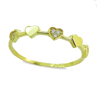 SORTIJA CORAZONES LISOS Y CON CIRCONITAS. - RG4052