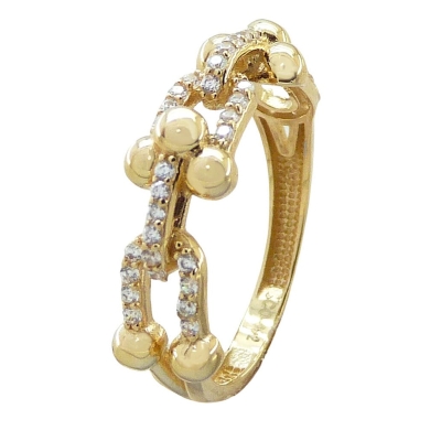 SORTIJA BOLAS Y ESLABONES CON CIRCONITAS. - RG5562