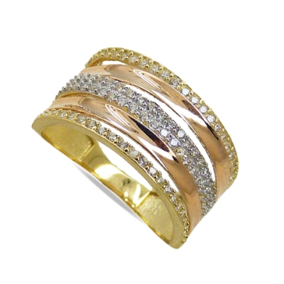 SORTIJA TRICOLOR CON CIRCONITAS. - RG4746