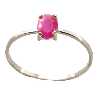 SORTIJA RUBI OVAL 6x4MM 0.53 CT.ORO BLANCO - RG5440/SRB