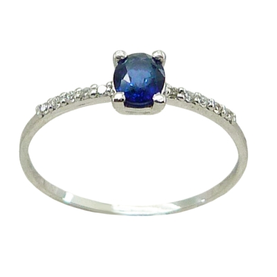 SORTIJA ZAFIRO OVAL 6x4 10 BRILLANTES 1MM H-SI 0.07 CT TW - RGB4154/SZB