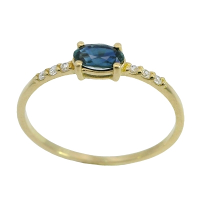 SORTIJA ZAFIRO OVAL DE  5x3MM Y CIRCONITAS. - RG5966/SZ