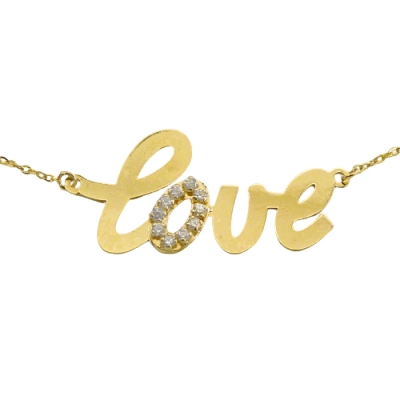 COLGANTE LOVE DE 20x11MM PIEDRAS  CON CADENA 45CM - RG4965/C