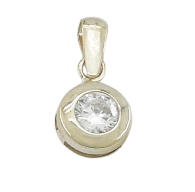COLGANTE ORO BLANCO CHATON PIEDRA 4MM CON REASA - RG1674/CB