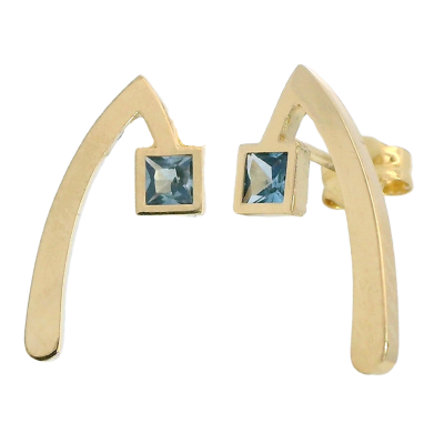 PENDIENTE "V" INVERTIDA PIEDRA COLOR AGUA MARINA - RG5941A