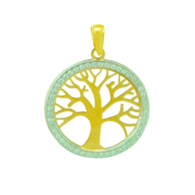 COLGANTE ÁRBOL DE LA VIDA BICOLOR  CIRCONITAS. 13MM - RG3734