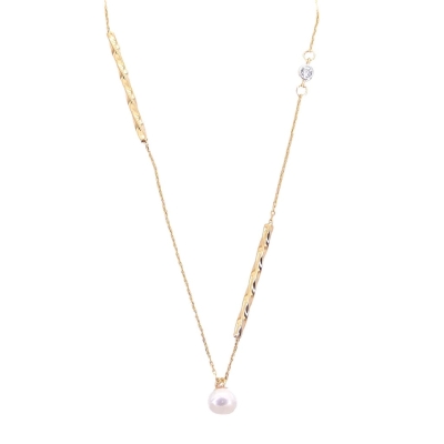 GARGANTILLA TUBOS RIZADOS Y PERLA ESFÉRICA. - RG5655