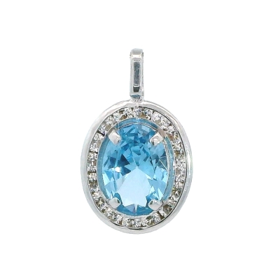 GOLGANTE ORO BLANCO CUAJO 10MM PIEDRA COLOR AGUAMARINA 7x5MM. - RG5933/CAB