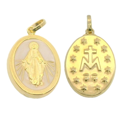 MEDALLA VIRGEN MILAGROSA OVAL  CON NÁCAR 12X15MM. - RG5932N