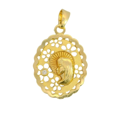 MEDALLA VIRGEN NIÑA CALADA 15x13 MM  OVAL - RG3374