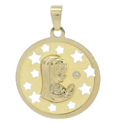 MEDALLA VIRGEN NIÑA CALADA CON ESTRELLAS  18 MM. - RG5945