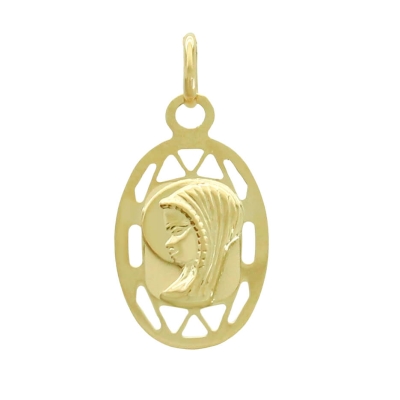 MEDALLA VIRGEN NIÑA OVAL 18x12 MM CALADA. - RG5729