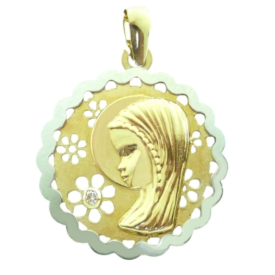 MEDALLA VIRGEN NIÑA REDONDA 18 MM BICOLOR - RG3379B