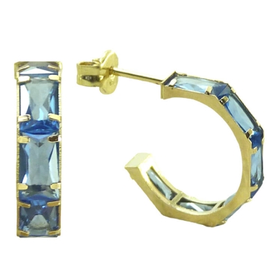 MEDIOS AROS CIRCONITA  BAGUETTE COLOR  AGUAMARINA. 13x3MM - RG4961A