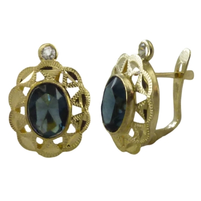 PENDIENTES CUBANA PIEDRA COLOR MONTANA DE 8x6MM.CON TOPE. - RG7822M