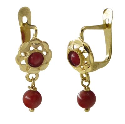 PENDIENTES CUBANA BOLA COLOR CORAL.CATALAN - RG9680C