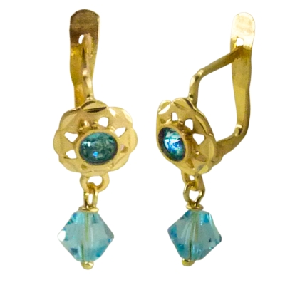 PENDIENTES CUBANA BOLA COLOR TURQUESA.CATALAN - RG9680/2A