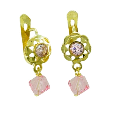 PENDIENTES CUBANA CRISTAL COLOR ROSA.CATALAN - RG9680/2R